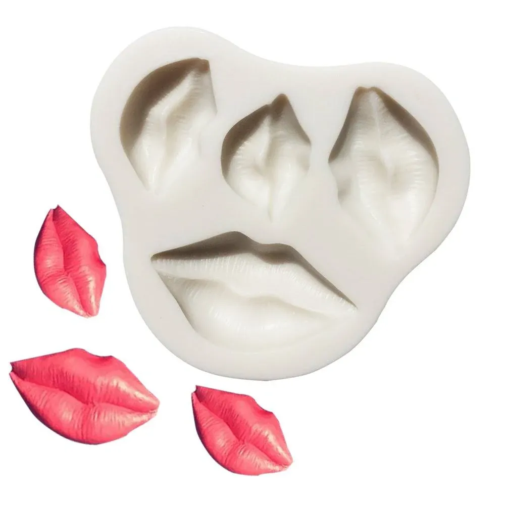 Kiss Collection Fondant Candy Silicone Mold, Lips Fondant Mold for Sugarcraft Cake Decoration, Cupcake Topper, Polymer Clay, Soap Wax Making For Baby Shower Wedding Party Supplies Favors