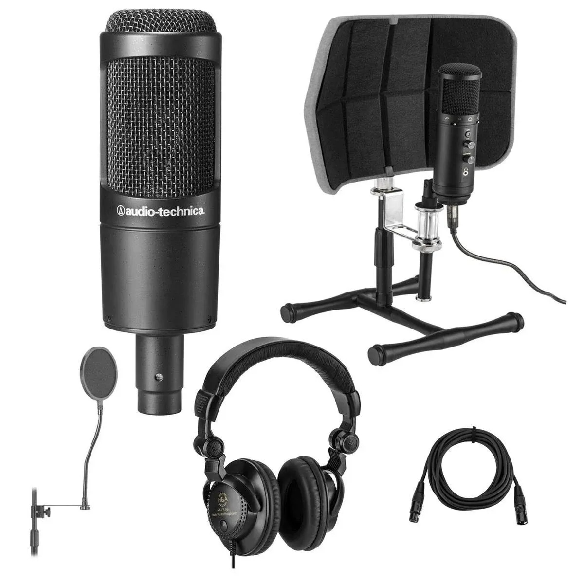 Audio-Technica AT2035 Cardioid Condenser Side-Address Microphone, Bundle with ...