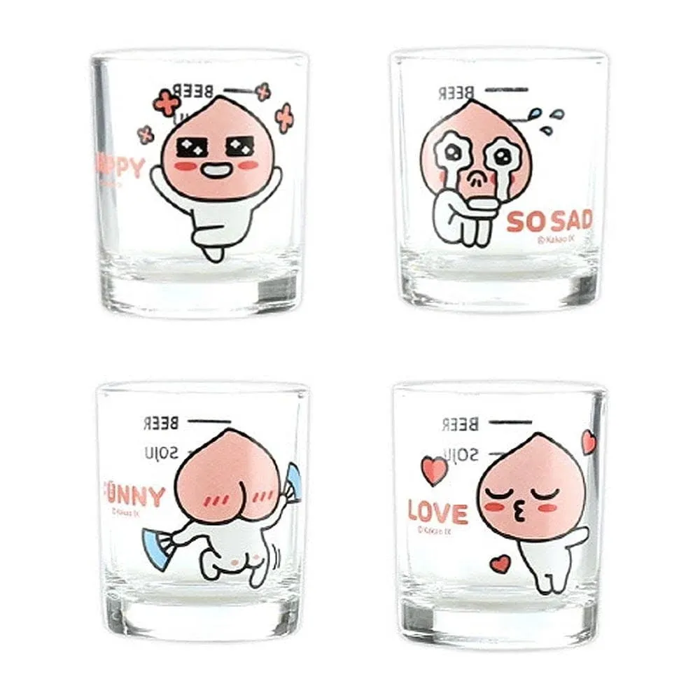 Kakao Friends | Apeach | 4PC SET SOJU GLASS | Shot Glasses | NEW &amp; UNOPENED