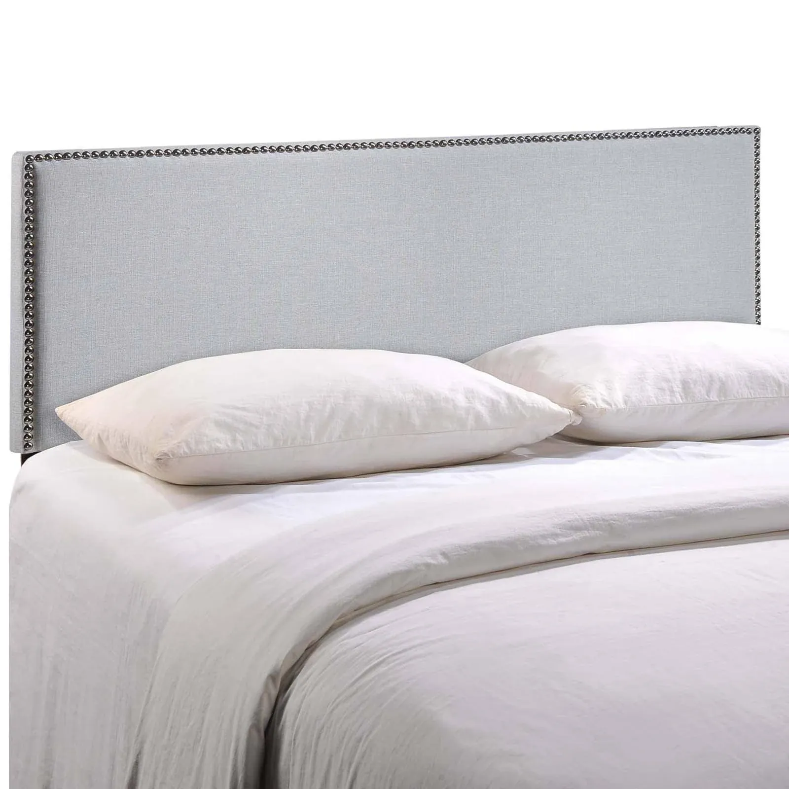 Modway Region Linen Fabric Upholstered Twin Headboard in Gray with Nailhead Trim