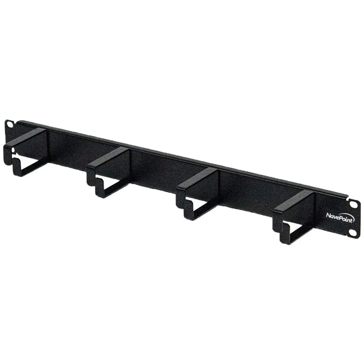 Horizontal Rack Mount Cable Management Bracket 1U With 4 D-Rings 2-Inches Deep