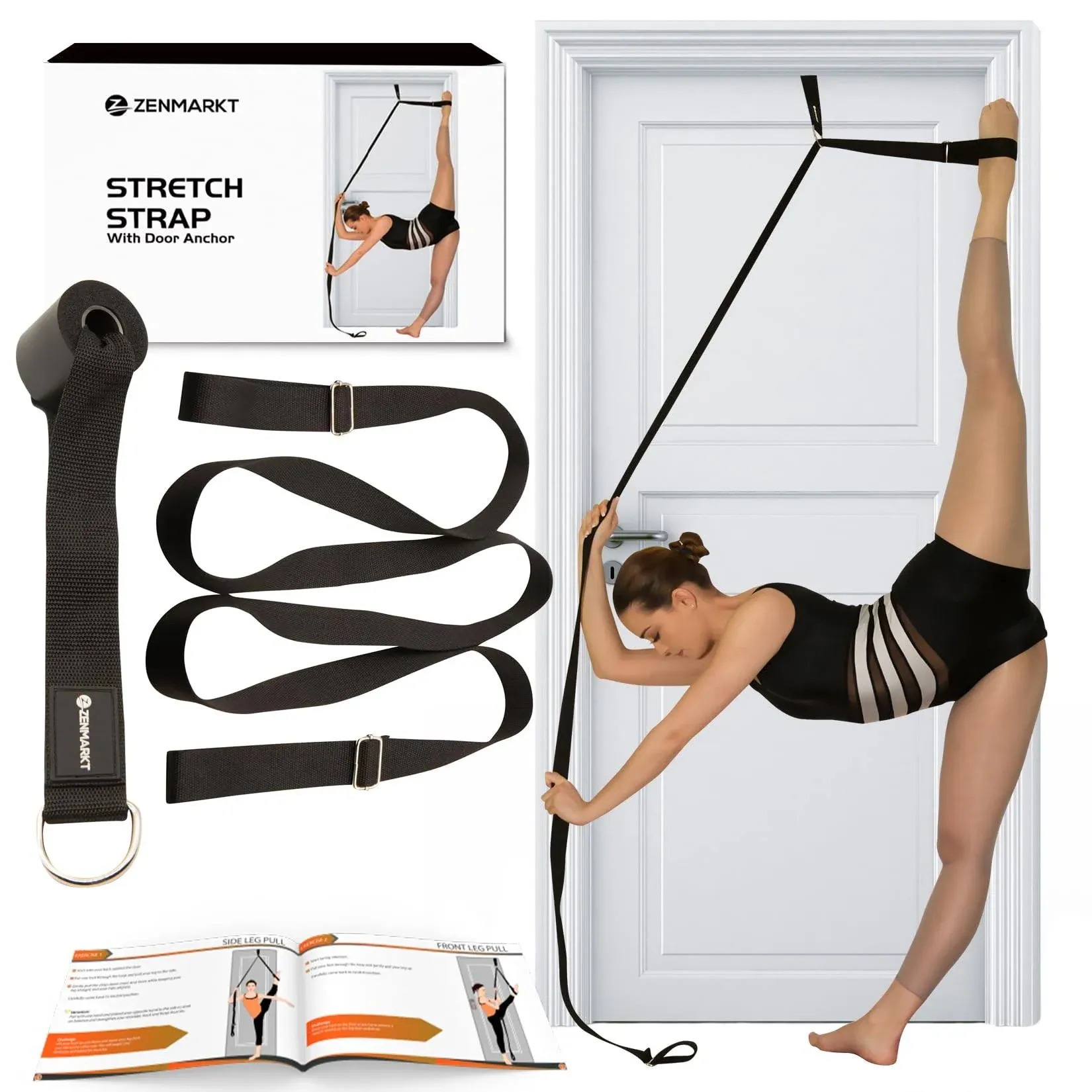 Stretching Strap With Door Anchor - Stretching Equipment to Improve Legs Flexibility - Splits Trainer For Home Ideal In Ballet, Dance, Cheerleading, Taekwondo, Yoga, Pole Dancing & Gymnastics