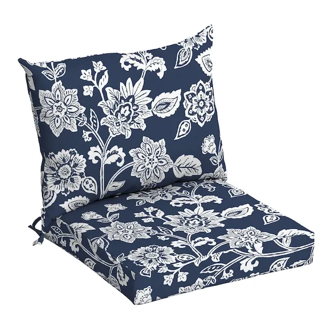 Arden Selections 21-in x 21-in 2-Piece Sapphire Blue Ashland Jacobean Deep Seat Patio Chair Cushion Polyester | ZM06825B-D9Z1