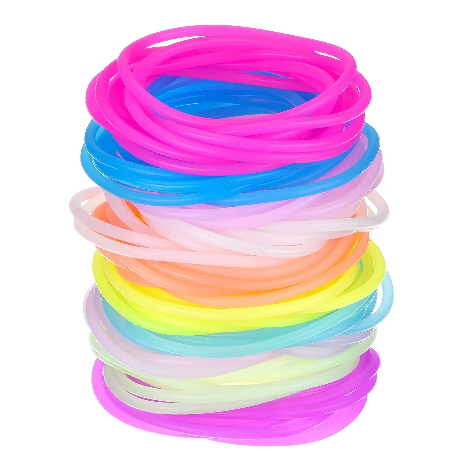 Hotop Multicolor Silicone Jelly Bracelets Hair Ties for Girls Women, 100 Pieces