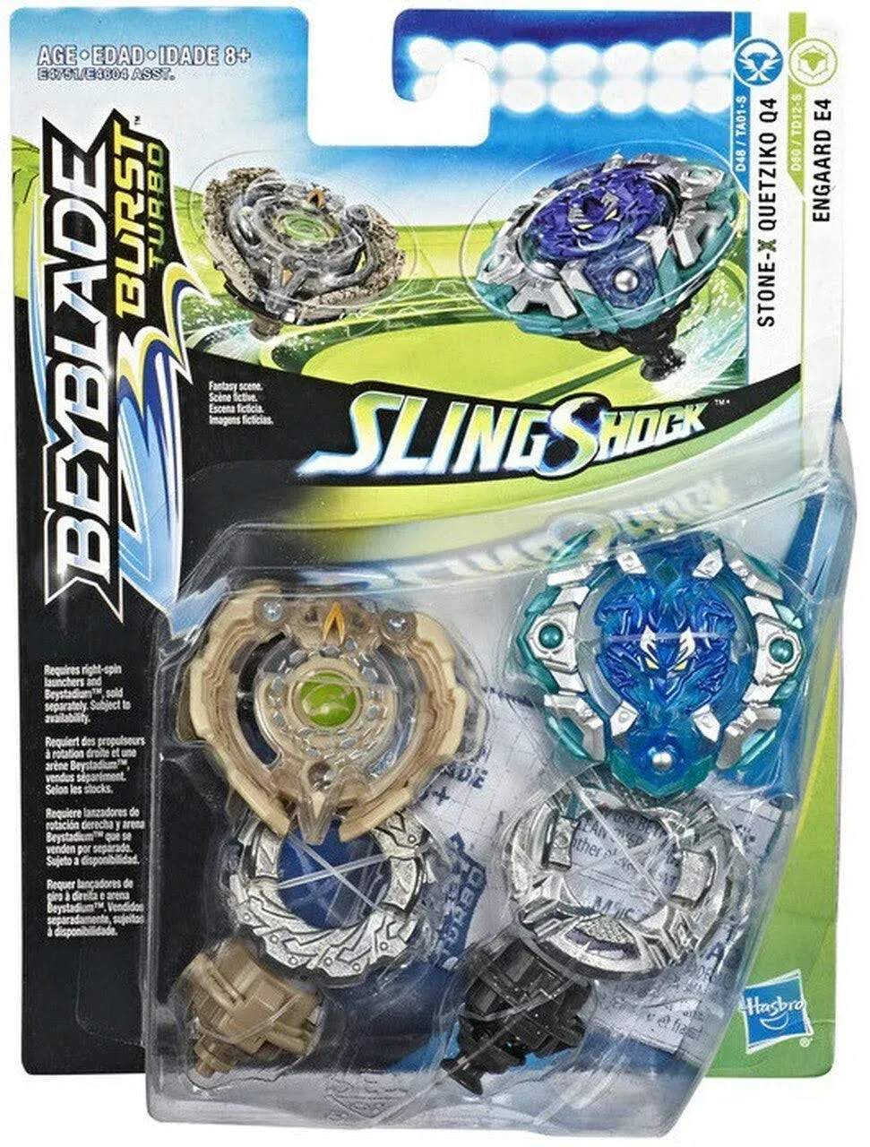 Beyblade Burst Turbo Slingshock Dual Pack Engaard E4 &amp; Stone-X Quetziko 