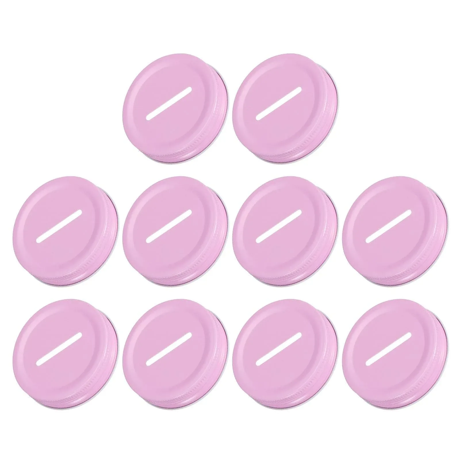 70mm/2.76&#034; Coin Slot Bank Lid Inserts for Mason Jar Canning Cap, Pink 10Pcs