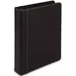 Samsill 1&#034; Junior Size Contrast Stitch Leather 3 Ring Binder Holds 8.5 x 5.5&#034;...