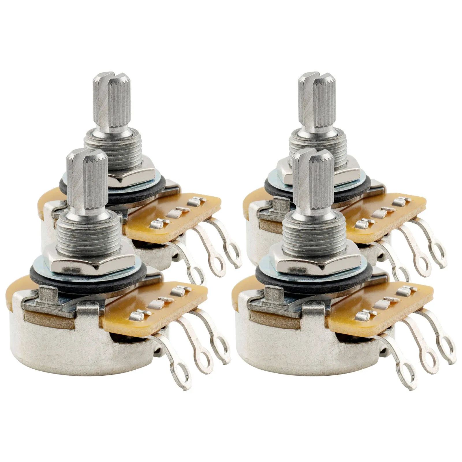 CTS 450 Series A/B500K Guitar Pots Short Split Shaft Fine 24-Splines Audio/Linear Taper Potentiometer for Electric Guitar/Bass, 10% Tolerance (2 Audio, 2 Linear)