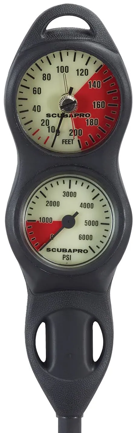 Scubapro 2-Gauge U-Line Compact Plastic Pressure Gauge, Standard Depth