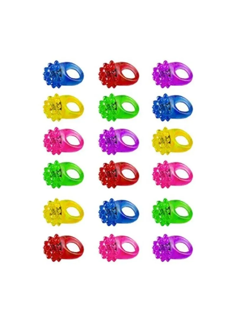 Super Z Outlet Flashing Colorful LED Light Up Bumpy Jelly Rubber Rings Finger Toys for Parties, Event Favors, Raves, Concert Shows, Gifts (18 Pack)