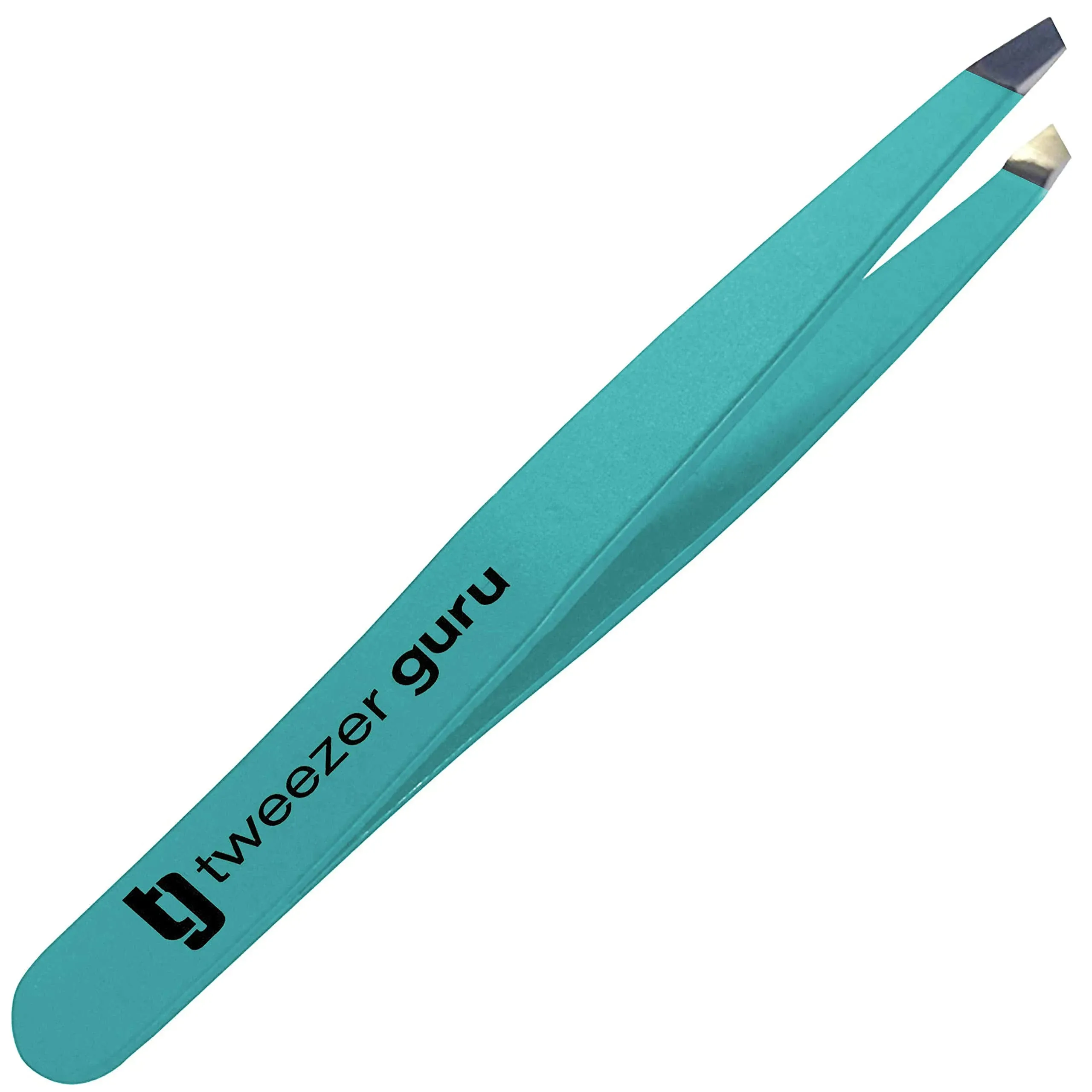 Tweezer Guru Tweezers for Women - Slant Pointed Precision Tweezers for Eyebrows & Ingrown Hair Removal - Blackhead and Splinter Tweezer with Sharp Needle Nose Point for Plucking (Teal)