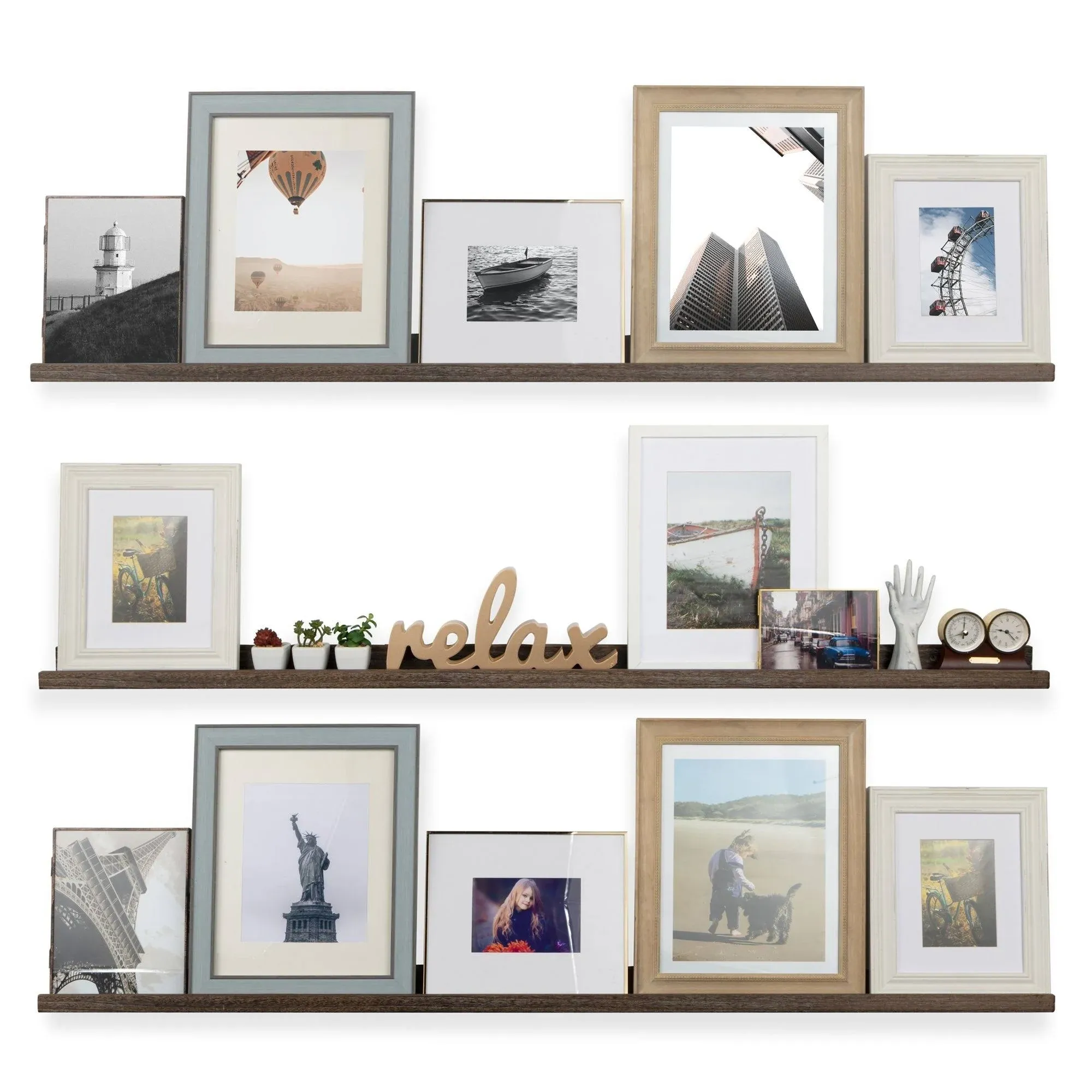 Rustic State Ted Wall Mount Long Narrow Picture Ledge Photo Frame Display - 60 ...