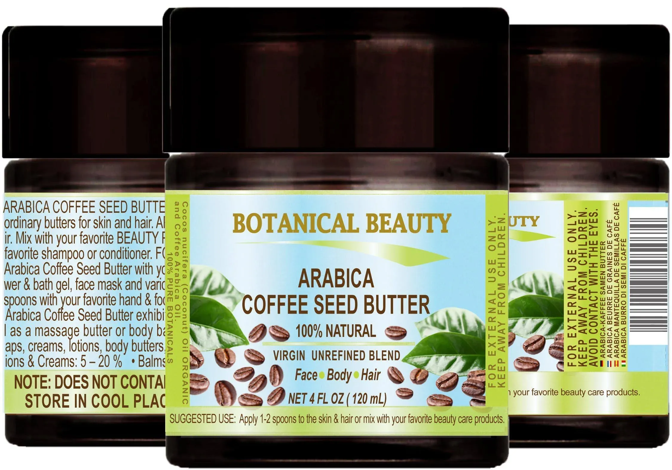 ARABICA COFFEE SEED OIL - BUTTER 100% Natural/Virgin/Raw. 4 Fl.oz.- 120 ml. For Skin, Hair and Nail Care.