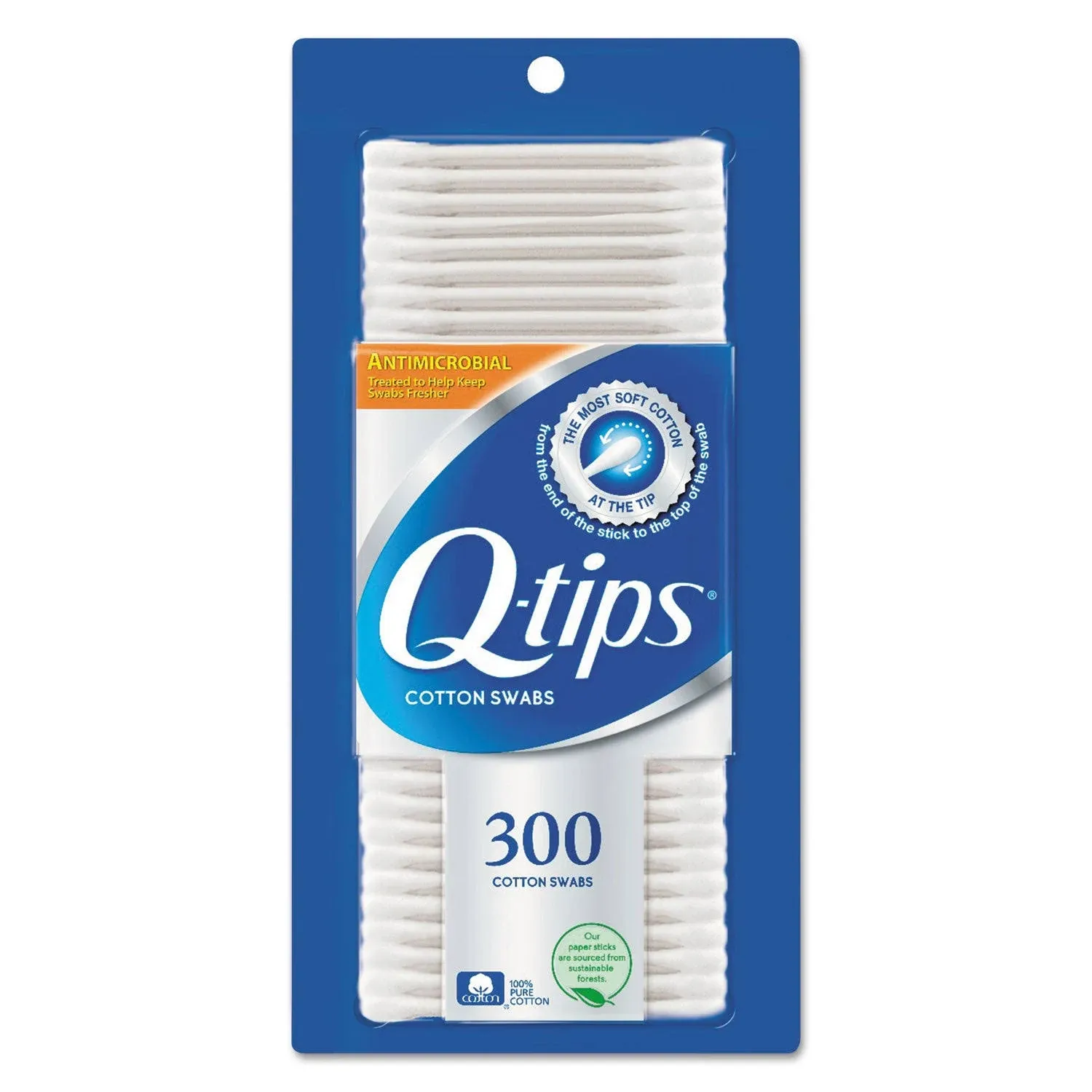 Q-tips Cotton Swabs, Antibacterial, 300/Pack, 12/Carton (UNI17900CT)