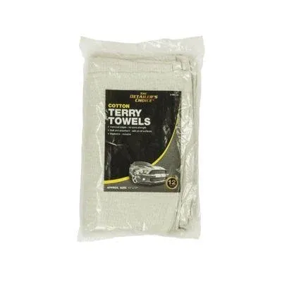 12-Pack Detailer&#039;s Choice Cotton Terry Towel Cloth 14 in x 17 in. Color: White