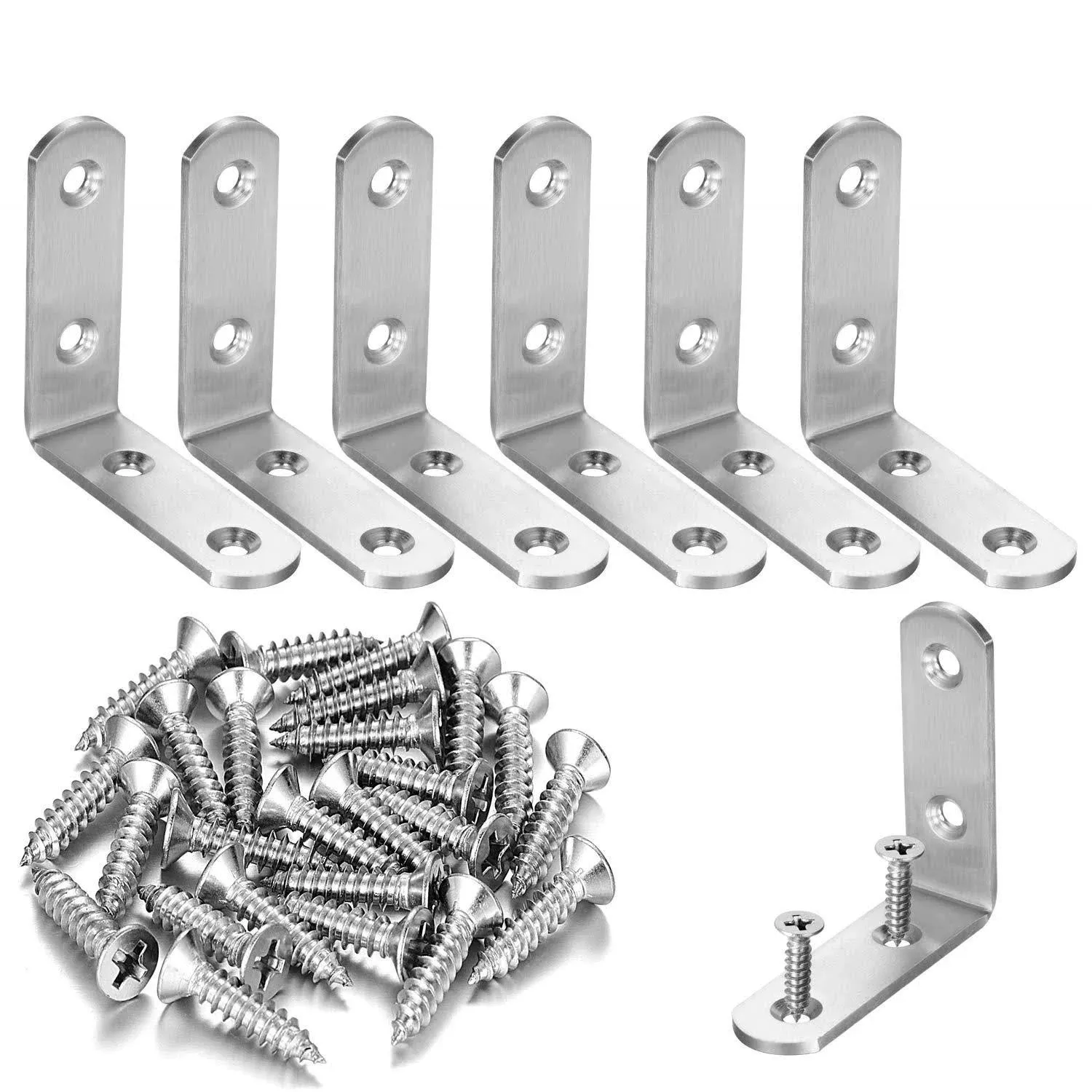 Wdwlbsm 6 PCS Stainless Steel L Corner Brackets Heavy Duty Corner Braces 2.5”...