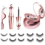 5 Pairs Magnetic Eyelashes and Eyeliner Kit,  Reusable 3D Magnetic False La...