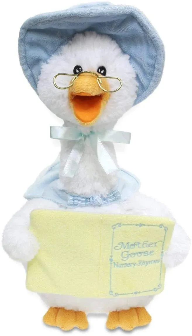 CUDDLE BARN BLUE MOTHER GOOSE Tested Talking &amp; Moving Tall 13&quot; Plush NWT Sings