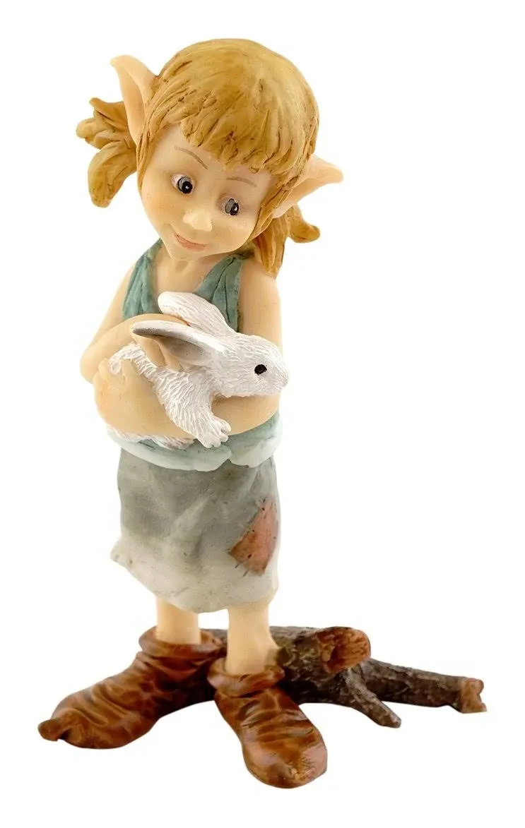 Top Collection Miniature Fairy Garden and Terrarium Pixie Hugging Bunny Figurine