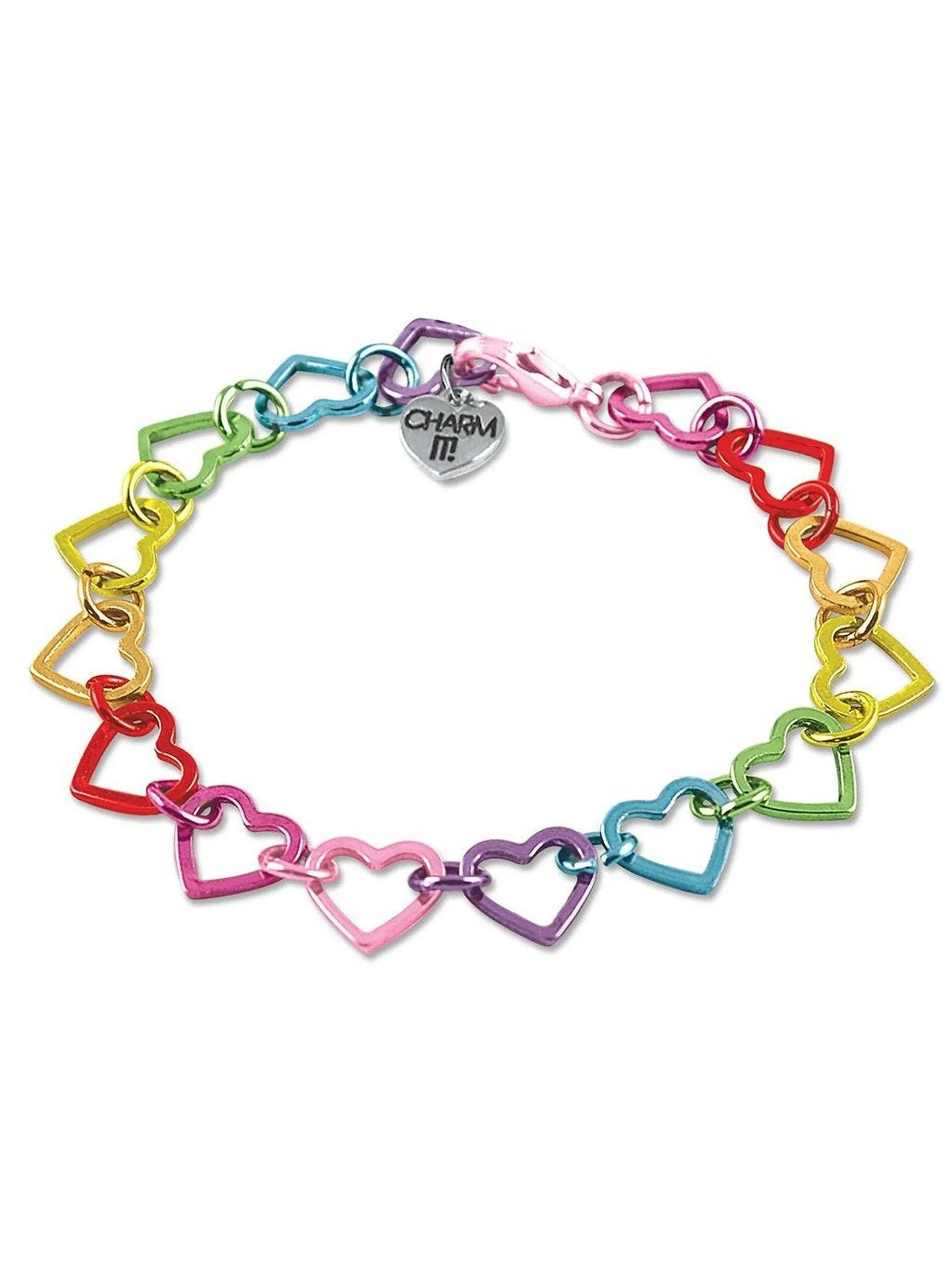 Charm It! Rainbow Heart Chain Bracelet