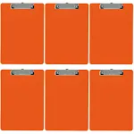  Plastic Clipboard Opaque Color Letter Size Low Profile Clip (Pack of 6) Orange