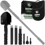 Rhino USA Survival Shovel w/Pick - Heavy Duty Carbon Steel Military Style Entrenching Tool for Off Road, Camping, Gardening, Beach, Digging Dirt, Sand, Mud & Snow. (Survival Shovel)