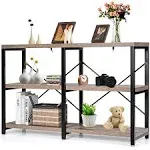 Tangkula Console Sofa Table, 3 Tier Console Table with Shelves, Industrial Foyer Table with Adjustable Feet, Living Room TV Stand, Long Hallway/Entryway Table with Open Bookshelf