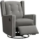 Baby Relax Mikayla Fabric Upholstered Swivel Gliding Recliner in Dark Gray