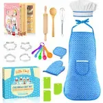 Kids Cooking Toys, Chef Costume for Kids Chef Hat 20 Pcs Blue-with Cookbook