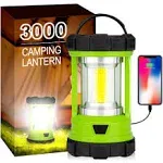 LED Camping Lantern, COB Rechargeable Battery Lantern 3000LM, 5 Light Modes, Waterproof Lantern Flashlight, Tent Light for Power Outage, Hurricane, Survival, Hiking (Patent Pending)