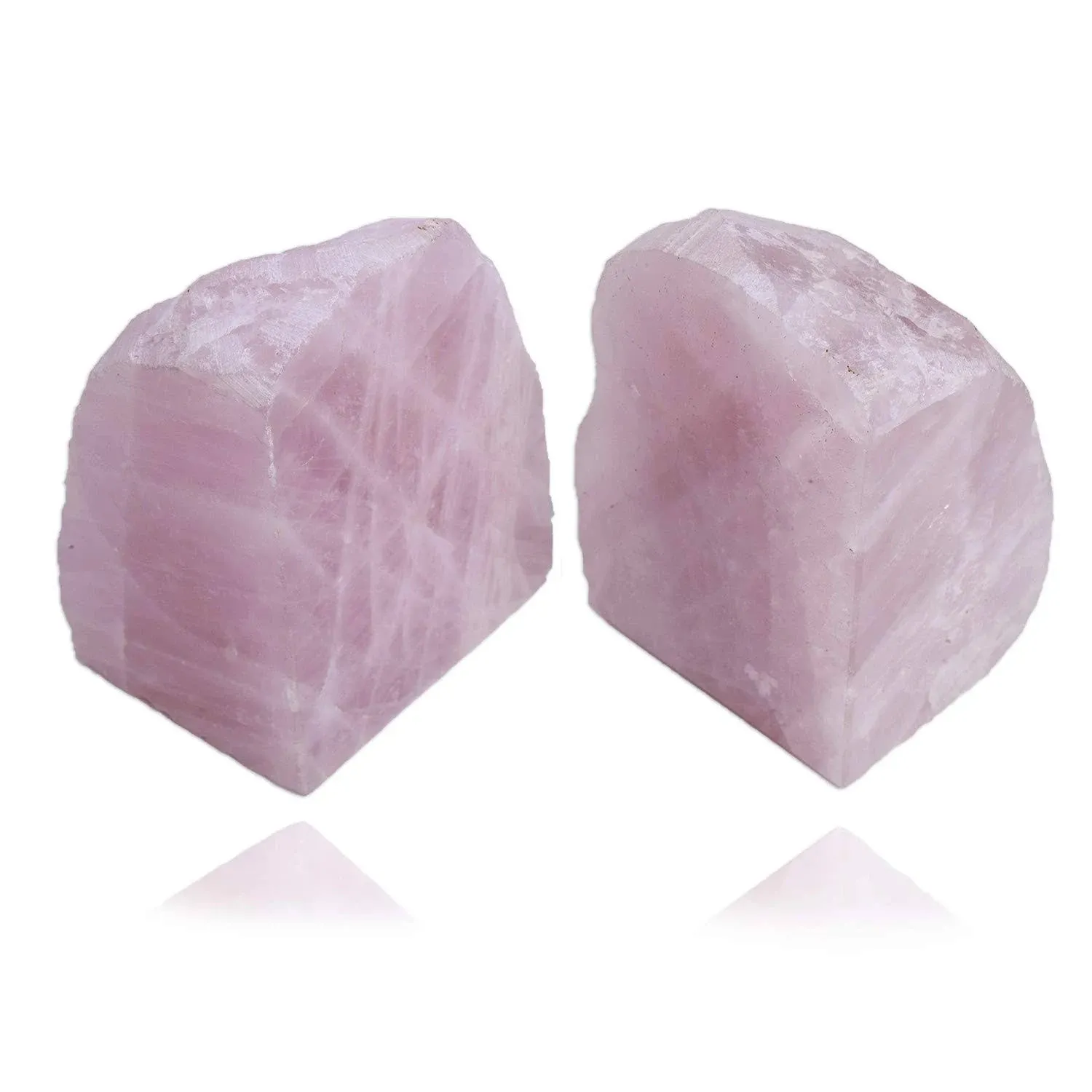 AMOYSTONE Pink Bookends for Small Books Rose Quartz Crystal Rock Book Ends for Book Office Home Decor (1 Pair 2-3 LBS.)