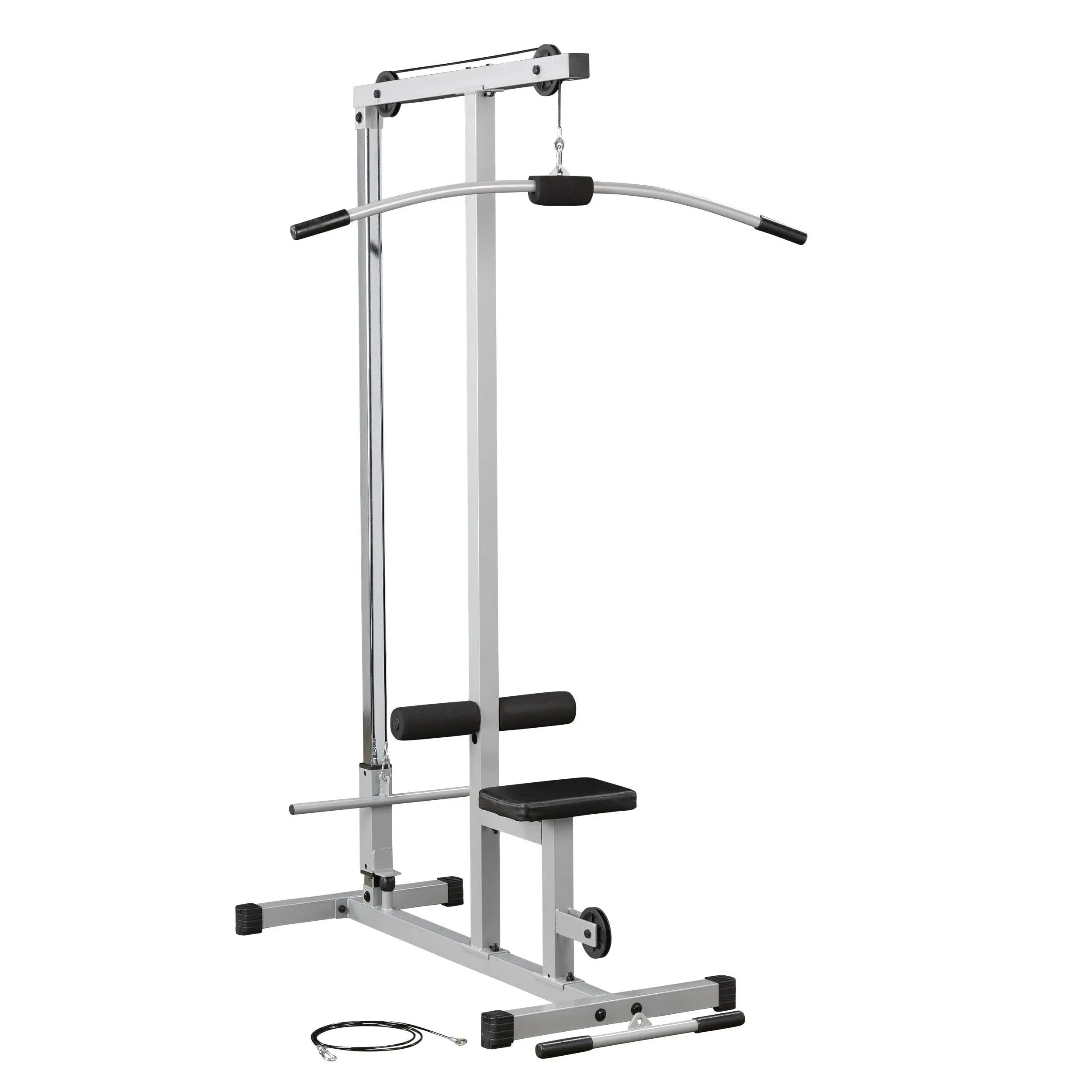 Powerline by Body-Solid (PLM180X) LAT Pull Down Machine - Home Gym with High & Low Pulleys, Heavy Gauge Steel Construction, Includes LAT and Low Row Bars