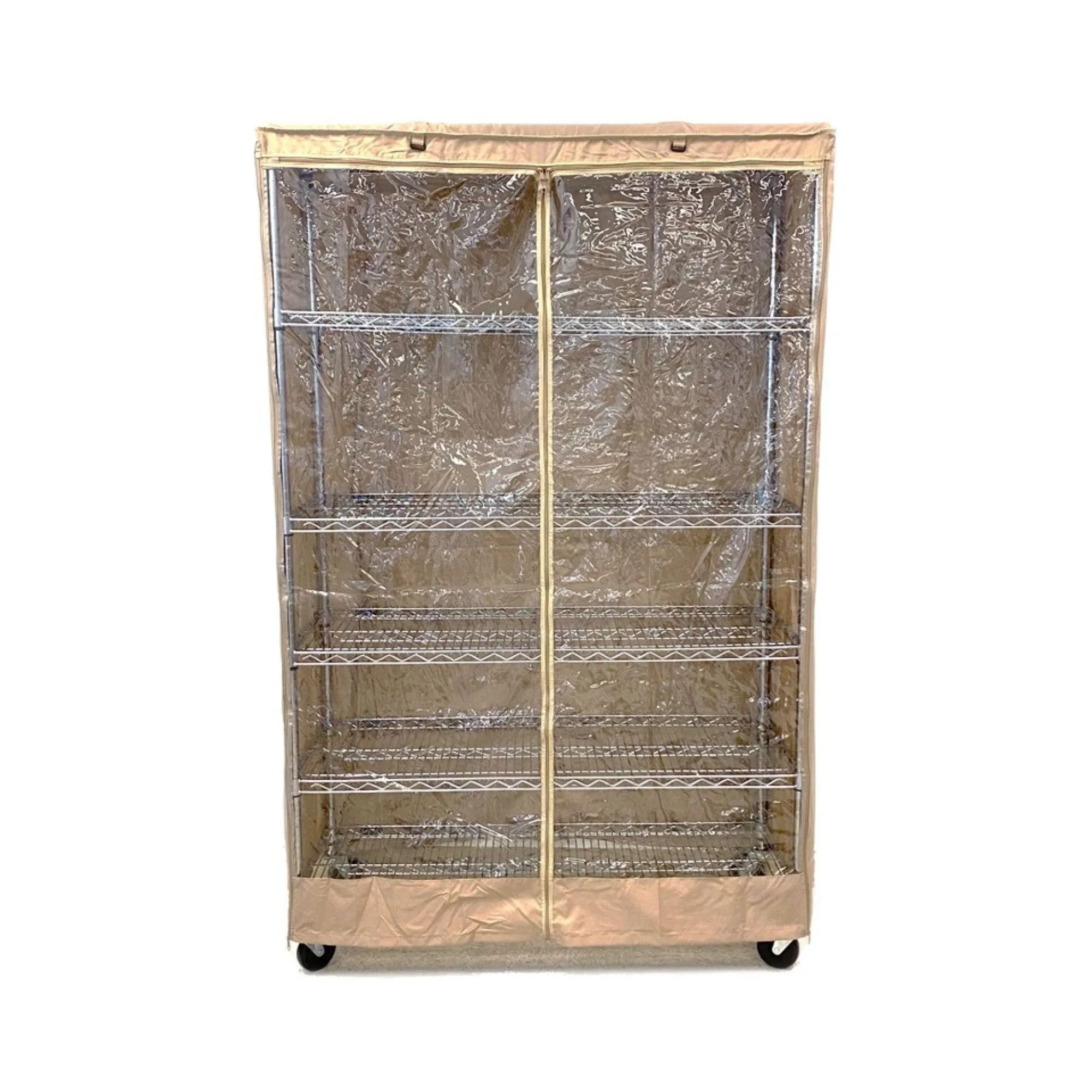 COVER for Wire Shelving Storage Rack Unit | Size: 48&#034;Wx24&#034;Dx72&#034;H<wbr/>, (Clear/Khaki)