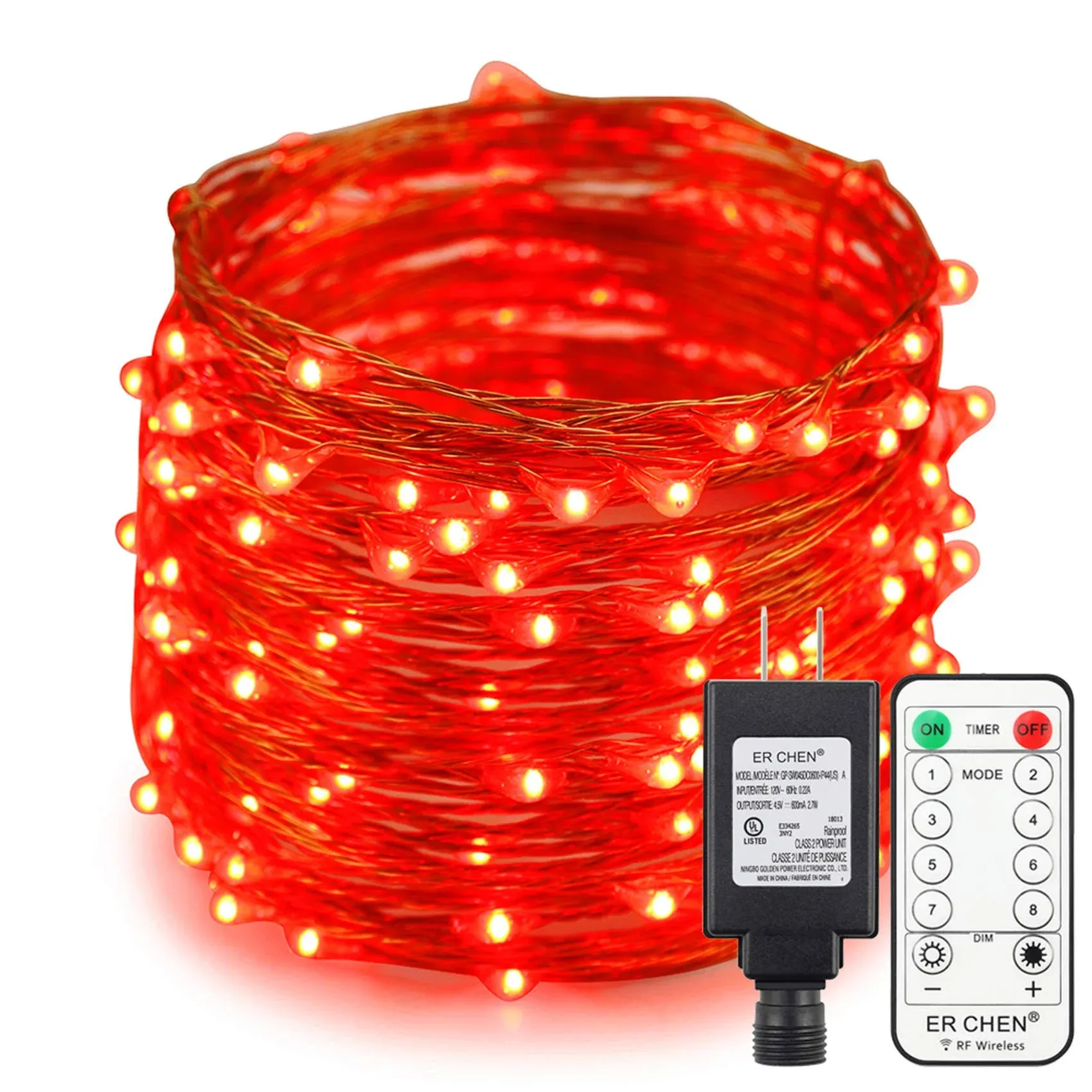 Er Chen 66ft Led String Lights 200 Led Fairy Starry Lights on 20M Copper Wire String Lights + DC Power Adapter + Remote Control for Christmas