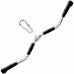 Yes4All Wide Grip Curl LAT Pull Down Bar Attachments Rubber Handgrips/Curl Bar/Press Down for Cable Pulley System Machine