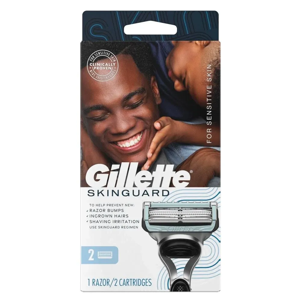 Gillette SkinGuard Razors for Men, 1 Gillette Razor, 4 Razor Blade Refills, Designed for Men with Skin Irritation, Razor Bumps, and Sensitive Skin