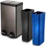 Home Zone Living 15.8 Gallon Dual Kitchen Trash Can Compartments for Waste and Recycle