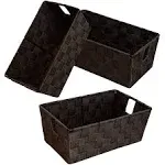 homyfort Woven Shelf Storage Tote Basket Bins Container, Storage Boxes Cube Organizer with Built-in Handles for Bedroom, Office, Closet, Clothes, Kids Room, Nursery 3pack(Brown)