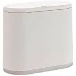 Baosia 8 Liter White Rectangular Plastic Trash Can Wastebasket with Press Type Lid,2.1 Gallon Slim Trash Bin,Narrow Trash Can Waste Bins for Bedroom