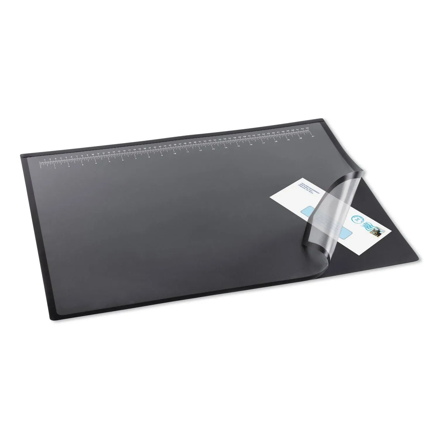 Artistic&#174; Desk Pad with Transparent Lift-Top Overlay and Antimicrobial Protection, 31&quot; x 20&quot;, Black Pad, Transparent Frost Overlay