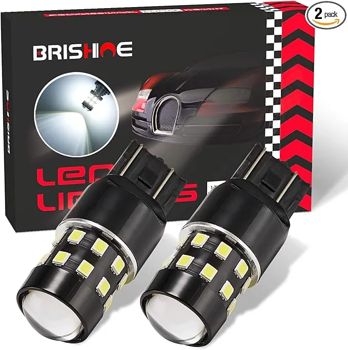 BRISHINE Super Bright 7443 7440 7444 7441 W21W T20 LED Bulbs Xenon White 24-S...