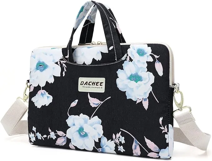 Dachee Black Lotus Atten Waterproof Laptop Shoulder Messenger Bag Case Sleeve Fo