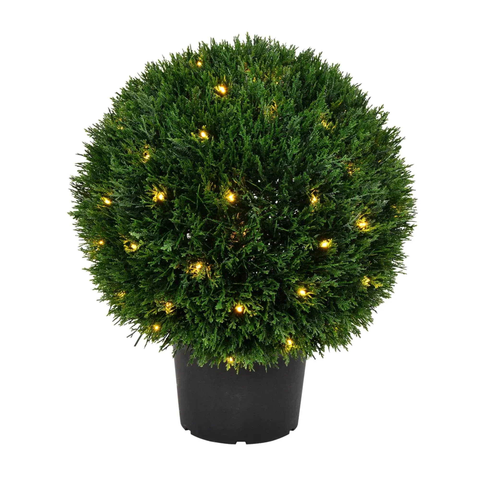 Vickerman Everyday 20" Artificial Pre-Lit Silk Cedar Topiary Ball - UV Resistant Indoor Outdoor - Potted Natural Green - Home Patio Tabletop Faux Bush Decoration