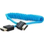 KONDOR BLUE 4K HDMI to HDMI Thin Short Coiled Braided Cable for On-Camera Monitors, Capture Cards + More | 4K/60hz | 18Gbps 3D HDR MetaData | 12" ~ 24" Inch | Blue