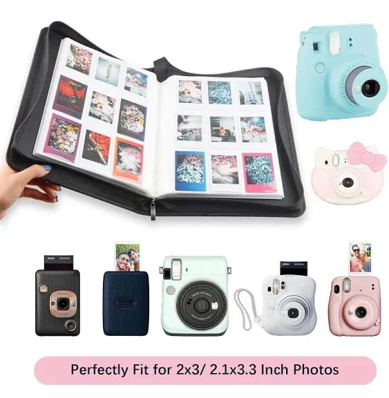 540 Pockets Photo Album Book for Fujifilm Instax Mini 12 11 9 99 8+8 7+ 90 50s 40 25 26 EVO, for Polaroid Snap/Snap Touch/PIC-300P/Z2300/ SocialMatic Zip Instant Printer (Black)