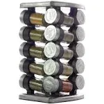 Olde Thompson Stainless Steal Rotating Spice Rack 20 Refillable Spice Jars With