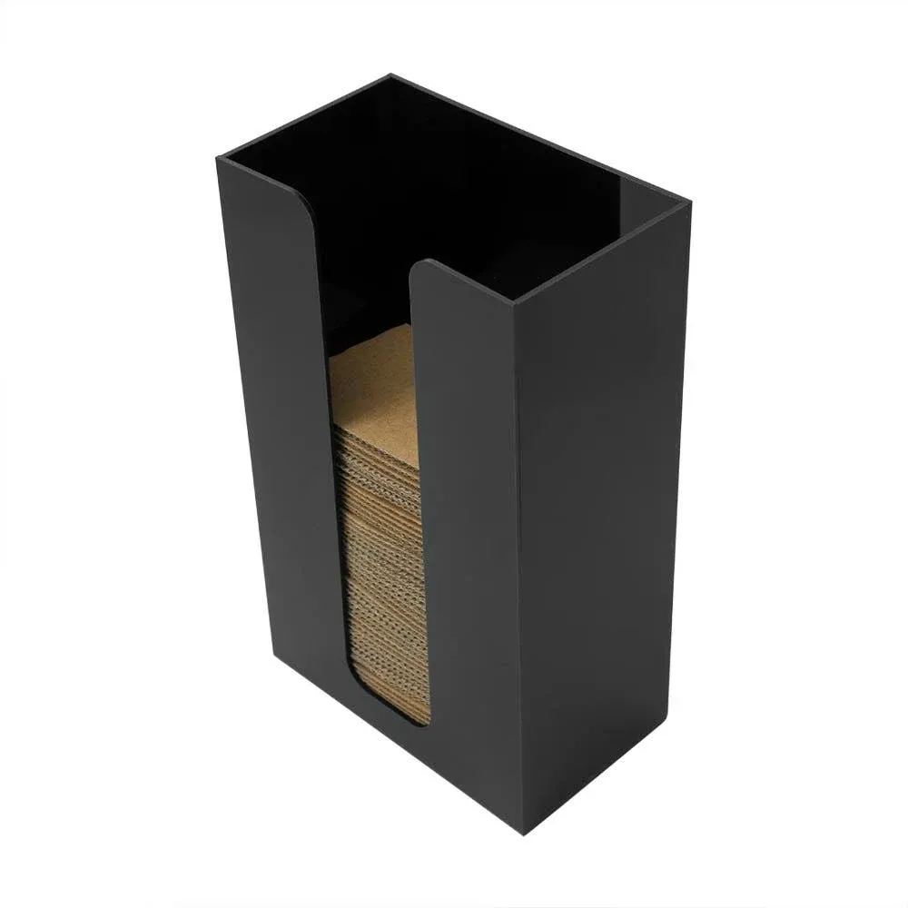 Restaurantware Restpresso 6 x 3.5 x 10 Inch Coffee Cup Sleeve Dispenser 1 Vertical Coffee Sleeve Holder - Holds Up To 75 Sleeves Durable Black Acrylic Coffee Sleeve Organizer