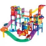 PicassoTiles 108-Piece 2-in-1 Magnetic Marble Run & Racing Track Set