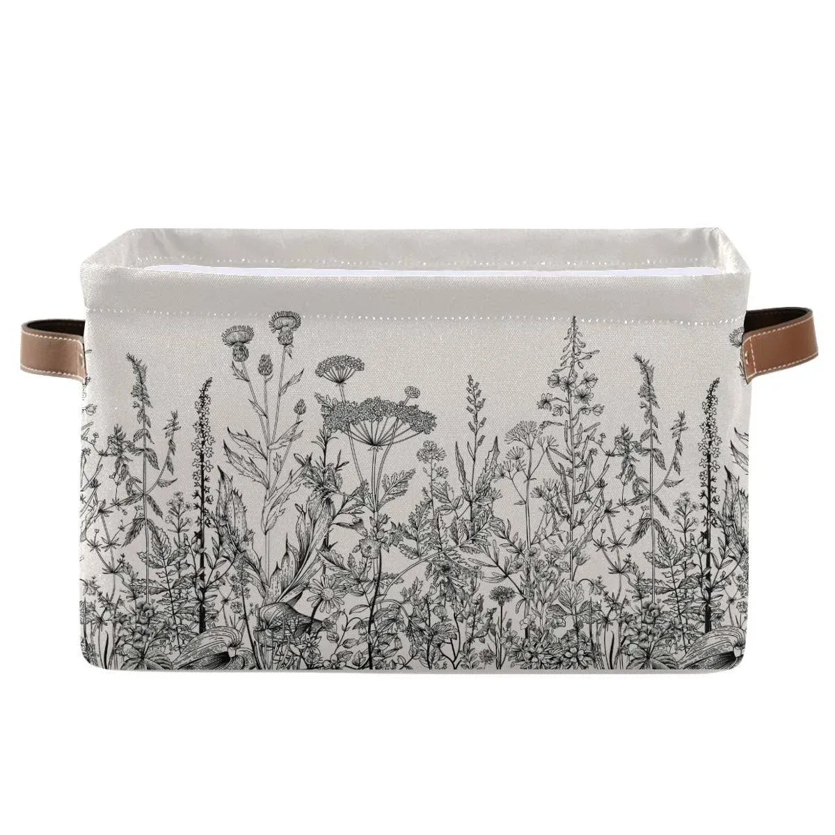 Black And White Flowers Rectangle Storage Bin, 15 x 11 x 9.5 in, Collapsible ...