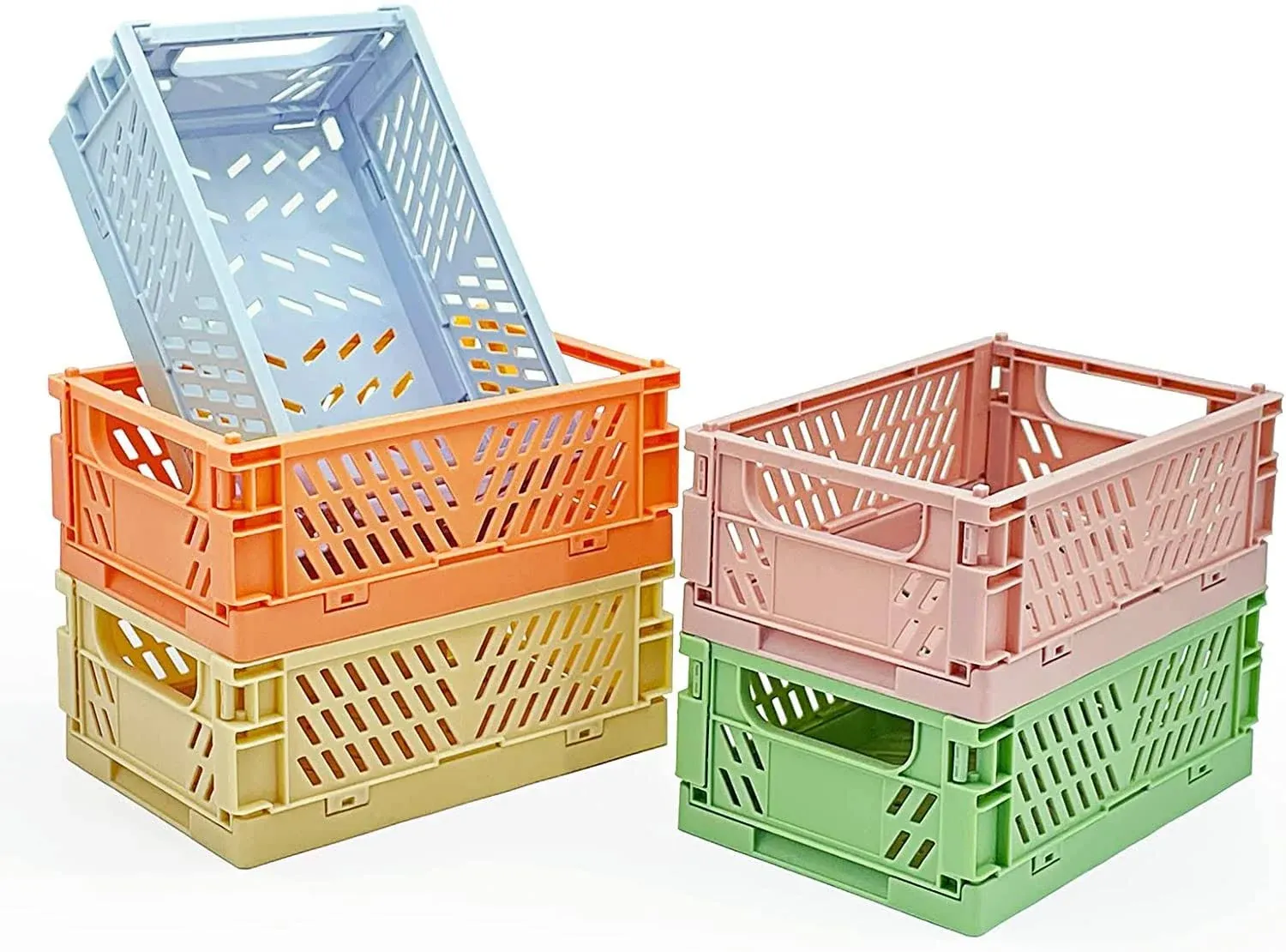 MONKISS 5-Pack Mini Baskets Plastic for Desk Organizers, Collapsible Crate ...